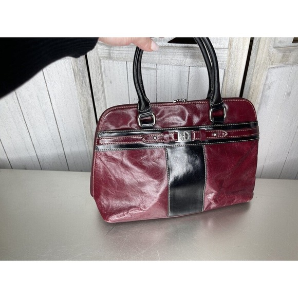 GIANI BERNINI Maroon Leather Top Handle Hobo Tote Satchel Purse Bag - Picture 1 of 9